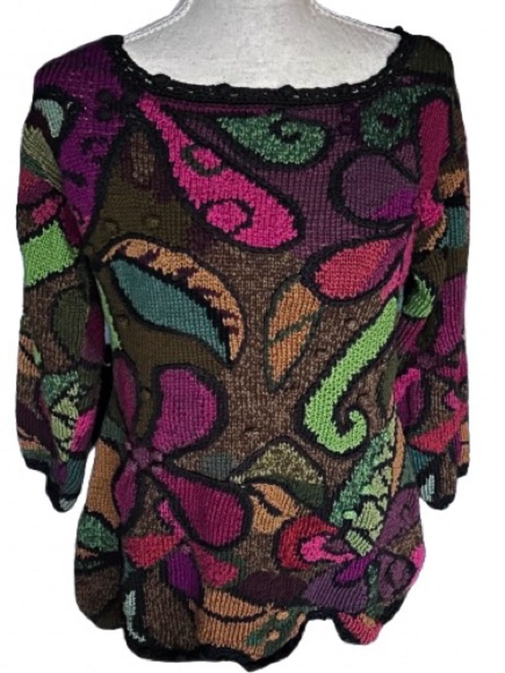 INCREDIBLE!!! 100% Pima Cotton PERUVIAN CONNECTION Sweater 90s Y2K Designer Boho
